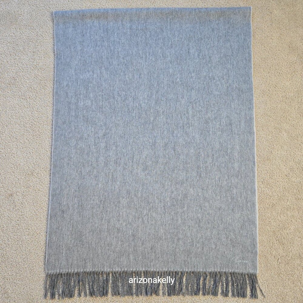 NWOT Reiss Cashmere Fringed Scarf 2-tone Grey - Picture 3 of 10